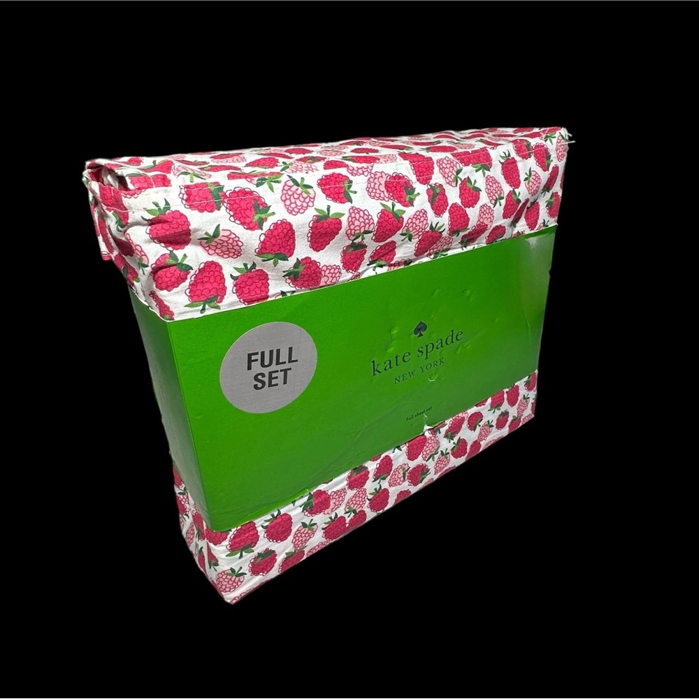 Kate Spade Strawberry Strawberries Full Sheet Set Bedding Bedroom NEW Red